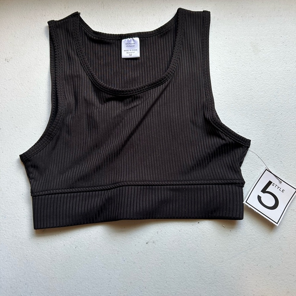Style 5 Black Ribbed Crop Top